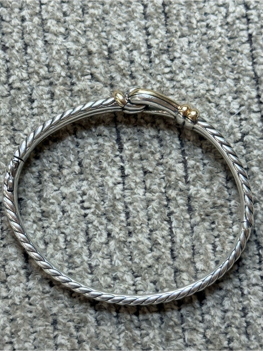 David Yurman 18k Gold , Sterling Silver Thoroughbred Cable hinged bracelet. EUC - Picture 16 of 16